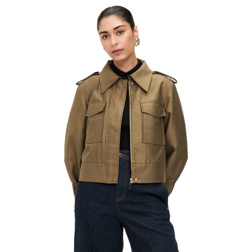 Veronika Maine European Luxe Twill Cropped Trench 